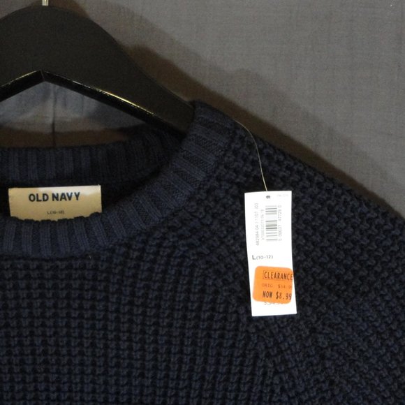 Old Navy Textured Sleeve CrewNeck Blue Sweater NWT - Picture 3 of 8